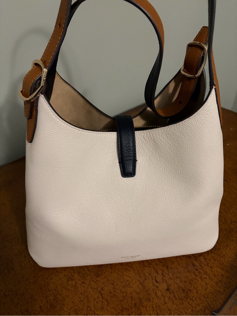 Kate Spade  Cream Leather Shoulder Bag with Tan Accents